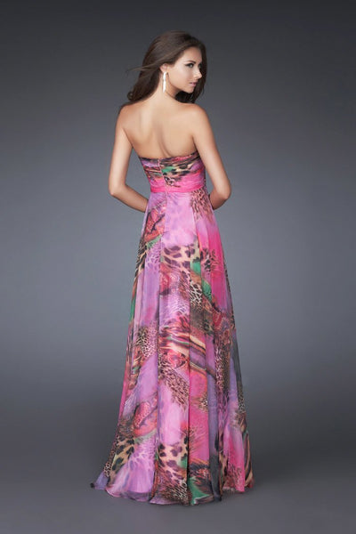 La Femme - Embellished Straight Neck A-line Dress 16373 in Multi-Color