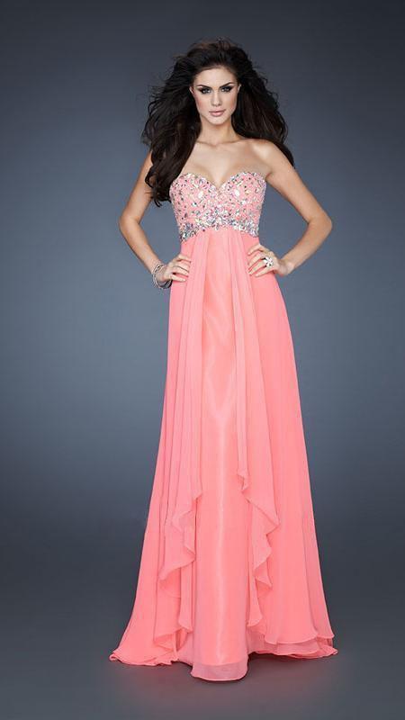 La Femme - Stunning Gown with Sparkling Bodice 18803 In Pink