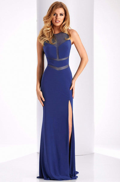 Clarisse - 3040 Illusion Chevron Panel Gown Special Occasion Dress 10 / Royal