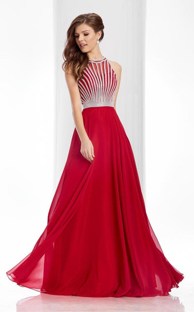 Clarisse - 3068 Radiating Stripe Illusion Gown Special Occasion Dress