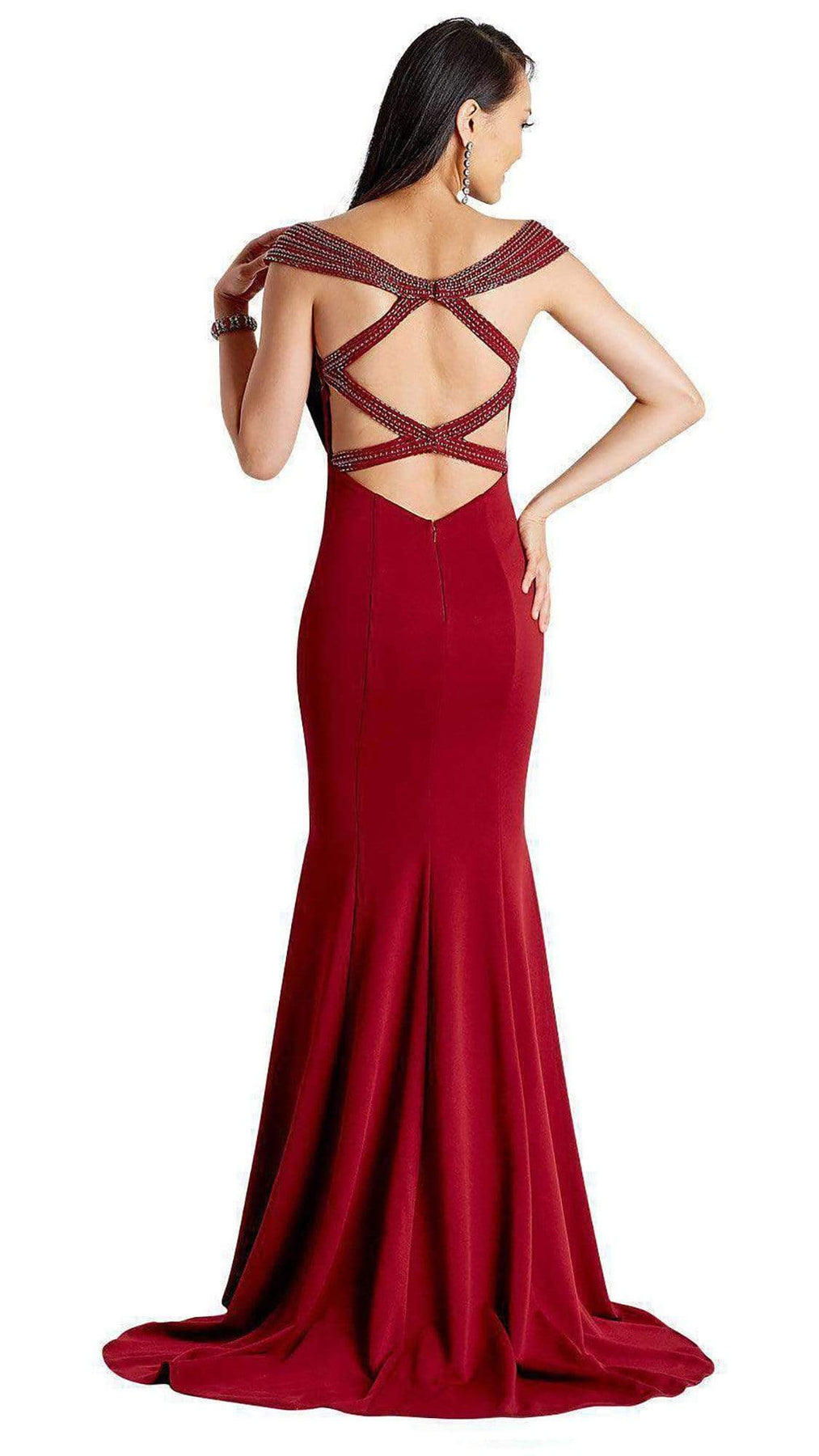 Clarisse 3432 Crisscrossed Back Off-Shoulder Dress - 1 pc Ivory in size 2 Available CCSALE 2 / Ivory