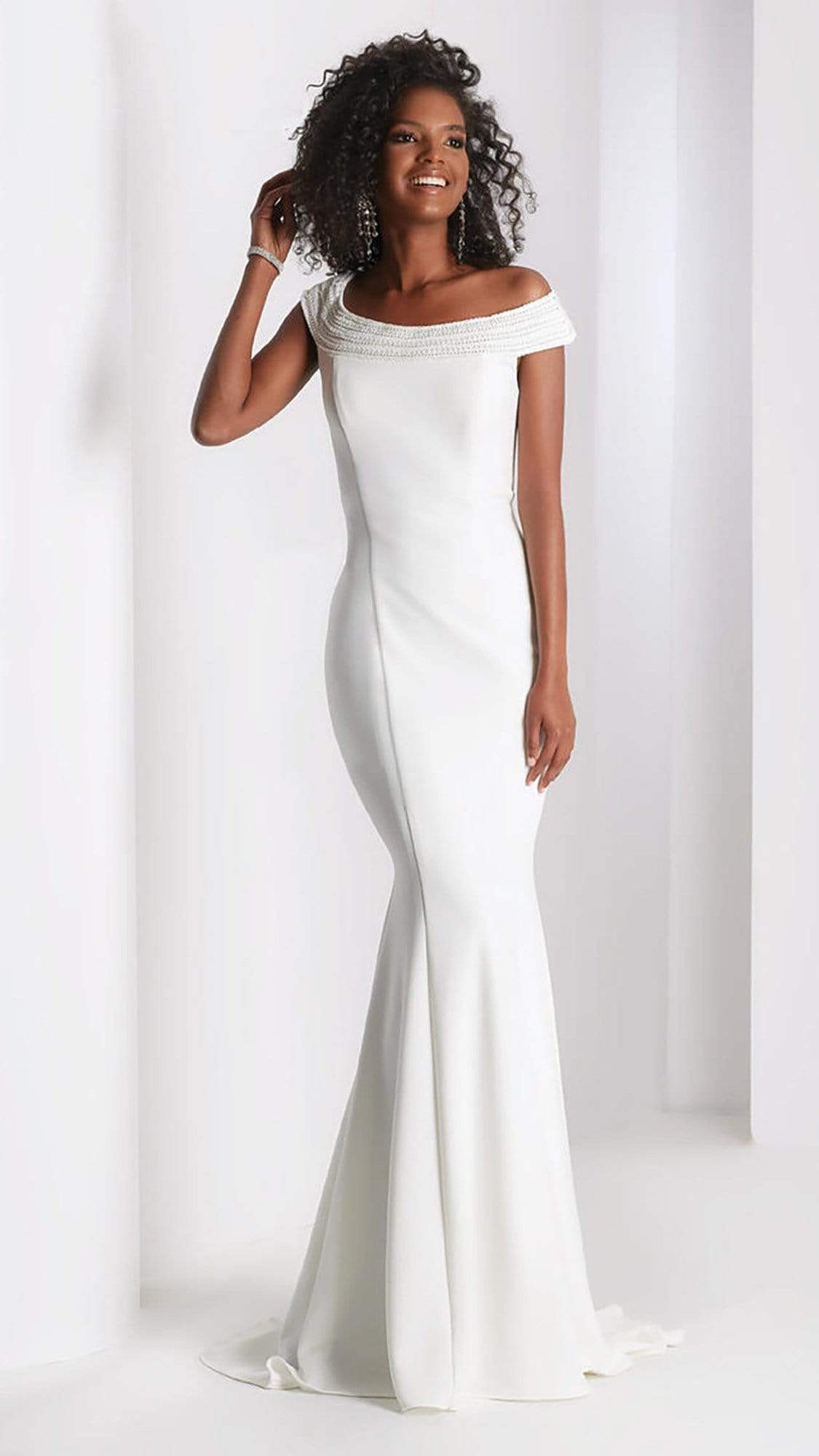 Clarisse 3432 Crisscrossed Back Off-Shoulder Dress - 1 pc Ivory in size 2 Available CCSALE 2 / Ivory