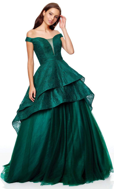 Clarisse - 3730 Off Shoulder Versatile High-low Ballgown Special Occasion Dress 0 / Forest Green