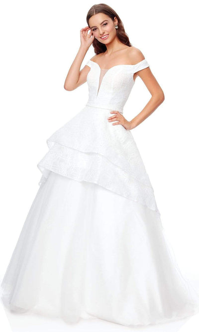 Clarisse - 3730 Off Shoulder Versatile High-low Ballgown Special Occasion Dress 0 / Ivory