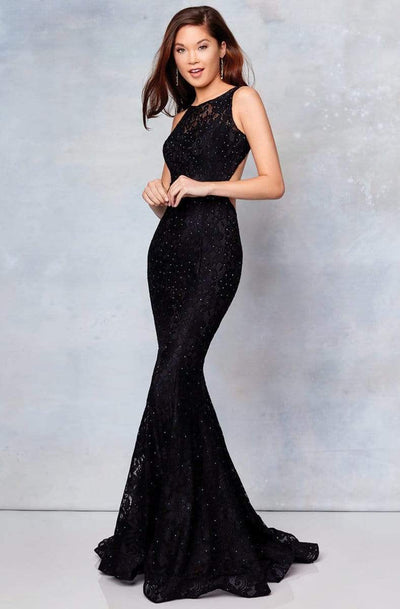 Clarisse - 3748 Sexy Cutout Back Beaded Lace Mermaid Gown Special Occasion Dress 0 / Black