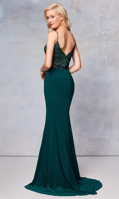 Clarisse - 3805 Sheer Plunge Sweetheart Lace Bodice Fitted Mermaid Gown - 1 pc Wine In Size 10 Available CCSALE 10 / Green