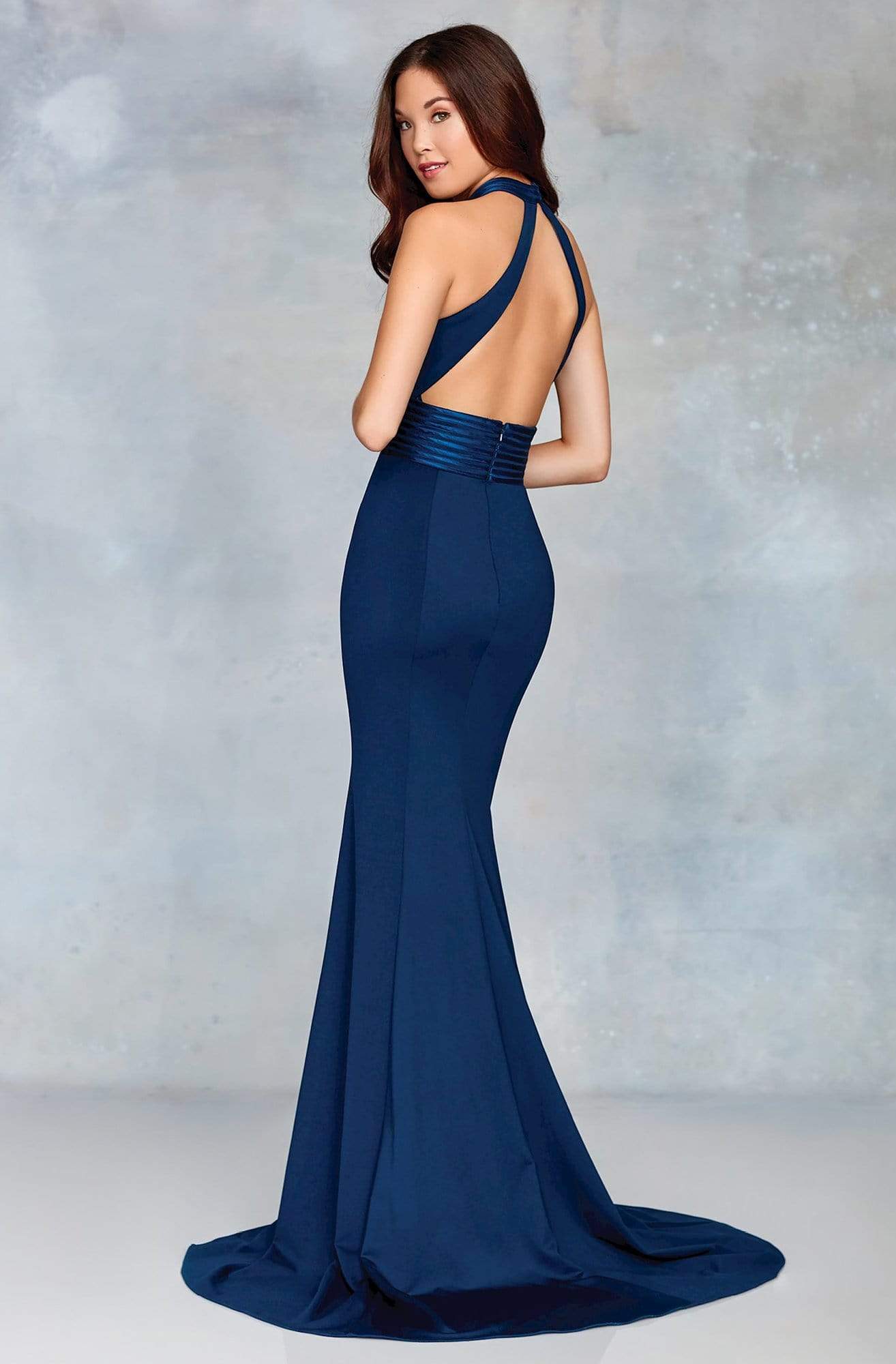 Clarisse - 3849 High Halter Trumpet Dress With Train Special Occasion Dress