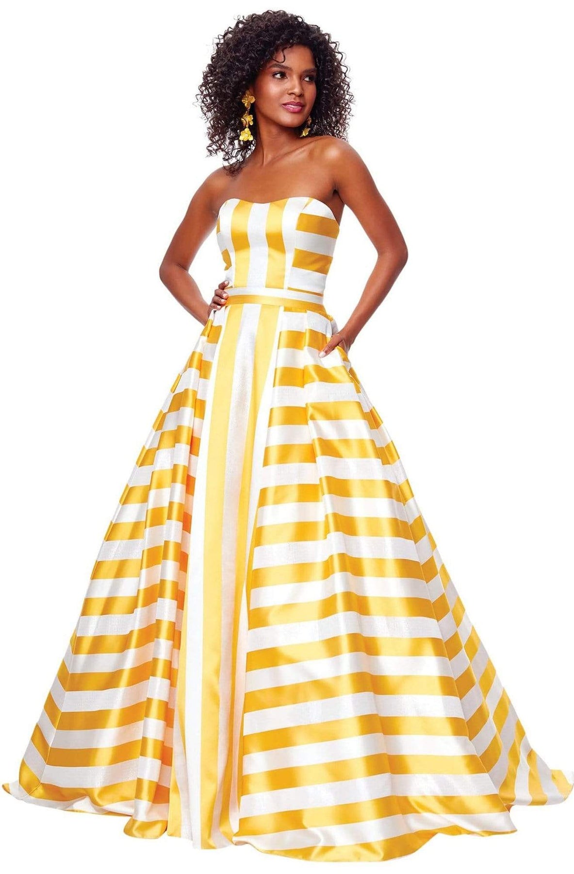 Clarisse - 3875 Two Tone Strapless Sweetheart A-line Dress Special Occasion Dress 0 / Daffodil