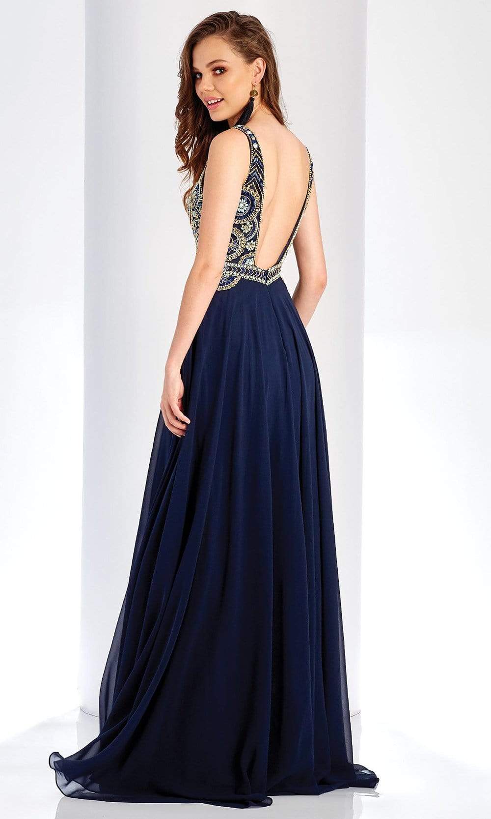 Clarisse - 4924 Deep V-Neck Beaded Chiffon Gown Special Occasion Dress