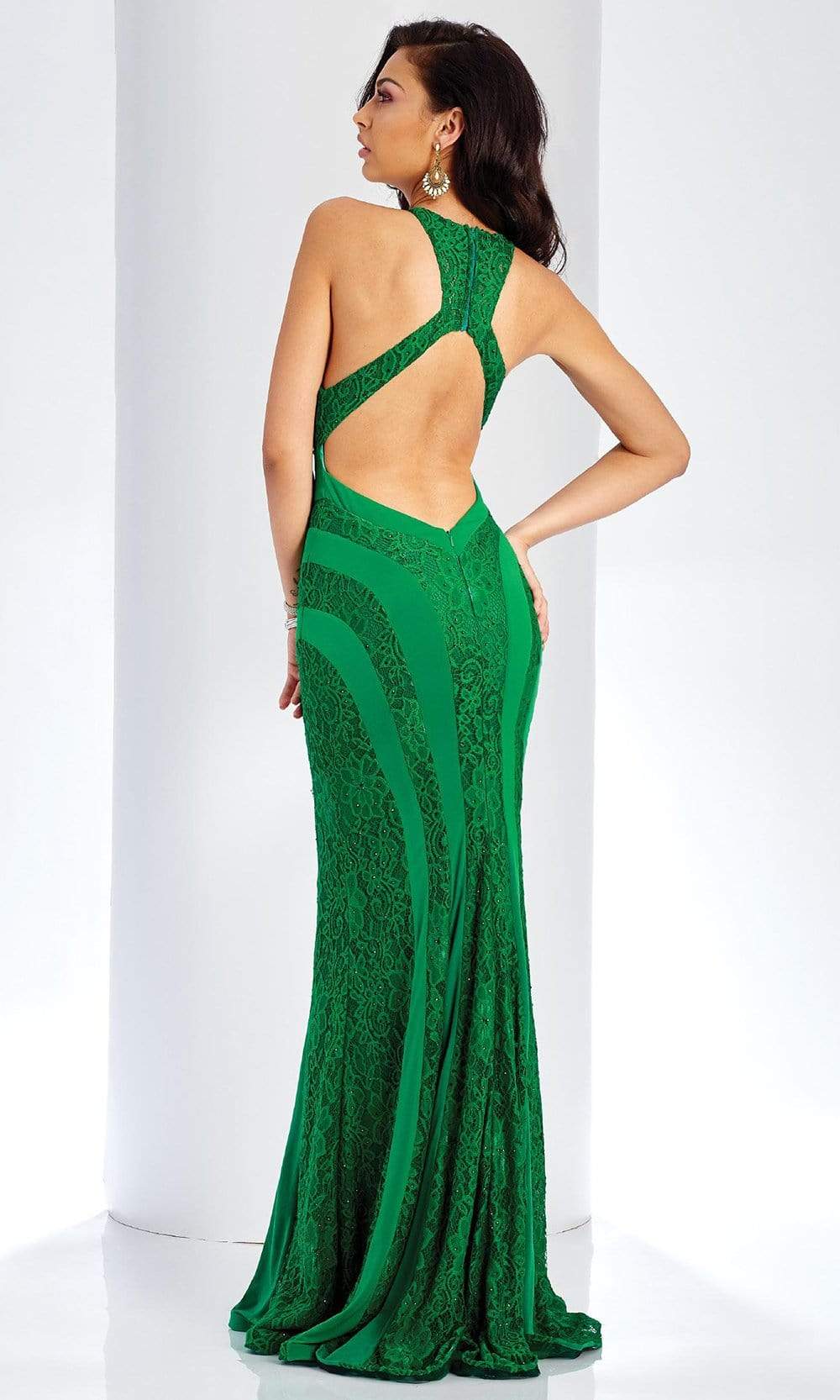 Clarisse - 4931 Embroidered Halter Sheath Dress Special Occasion Dress 0 / Emerald