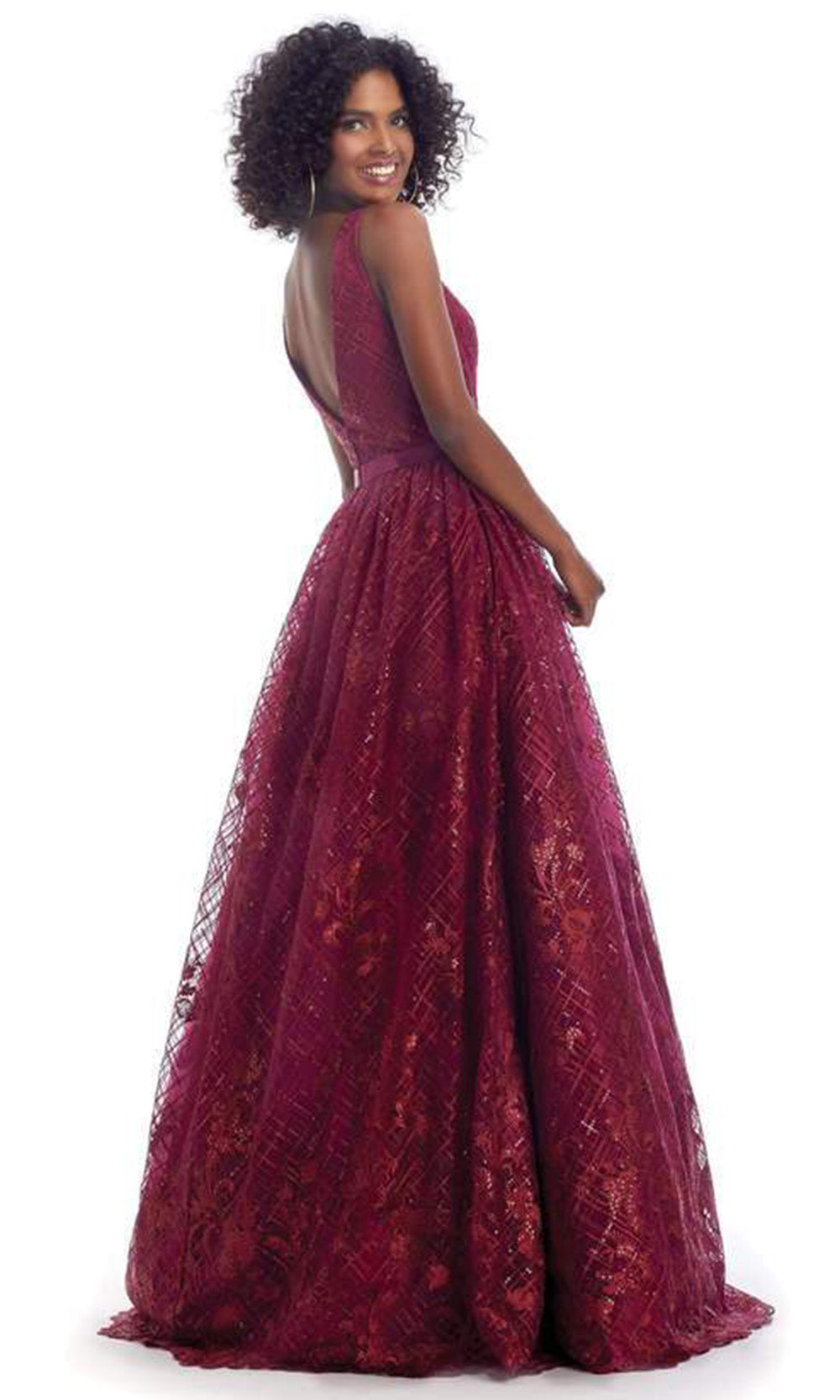 Clarisse - 5113 Sleeveless Plunged V-Neck Embellished A-Line Gown In Red