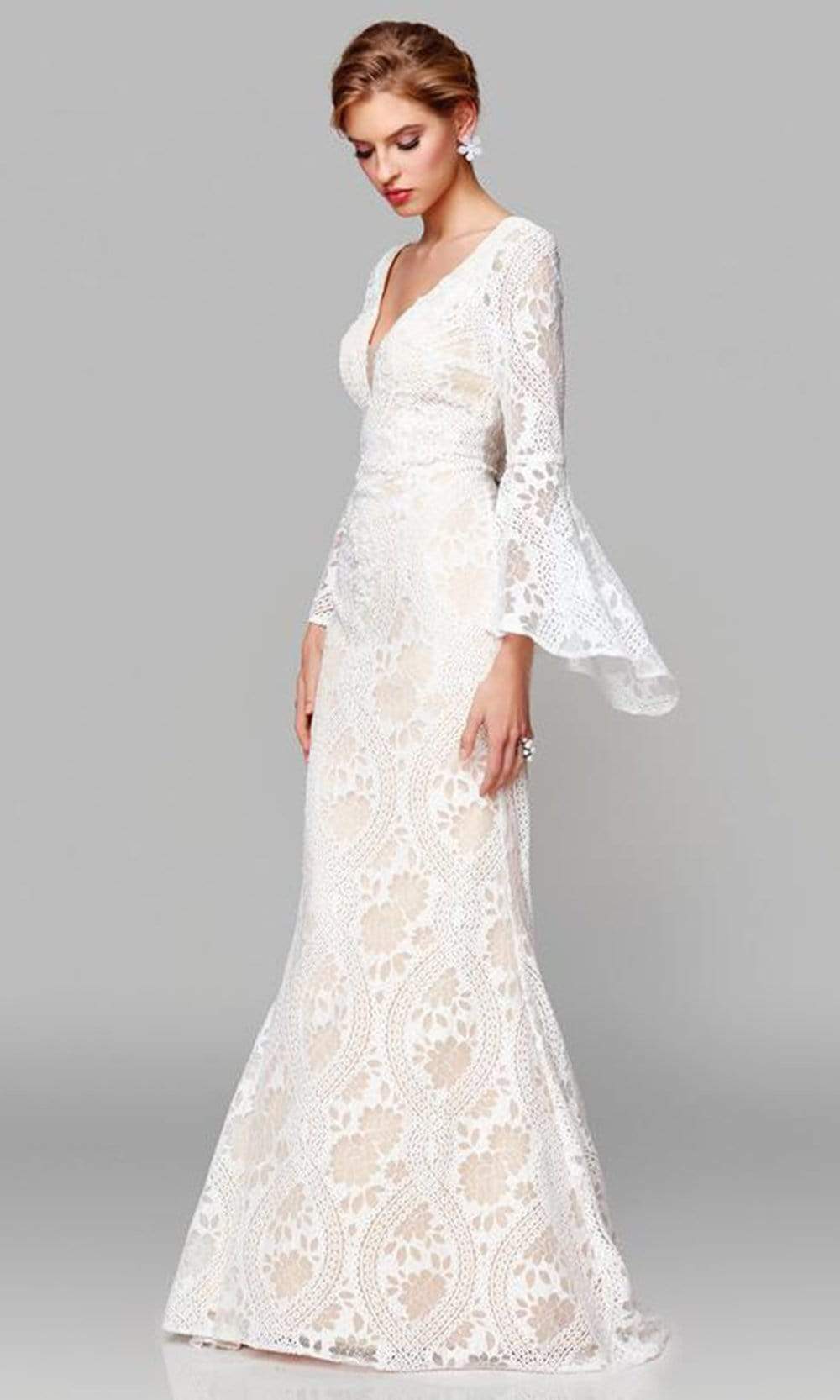 Clarisse - 600101 Lace Long Bell Sleeve Trumpet Dress Wedding Dresses