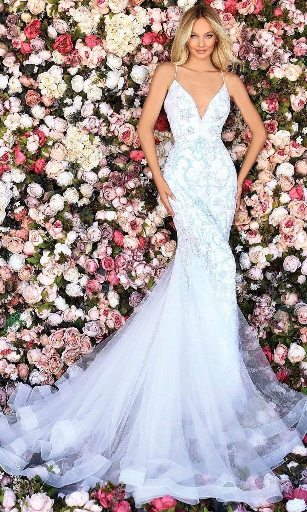Clarisse - Long Sequin Mermaid Gown 800227SC In White