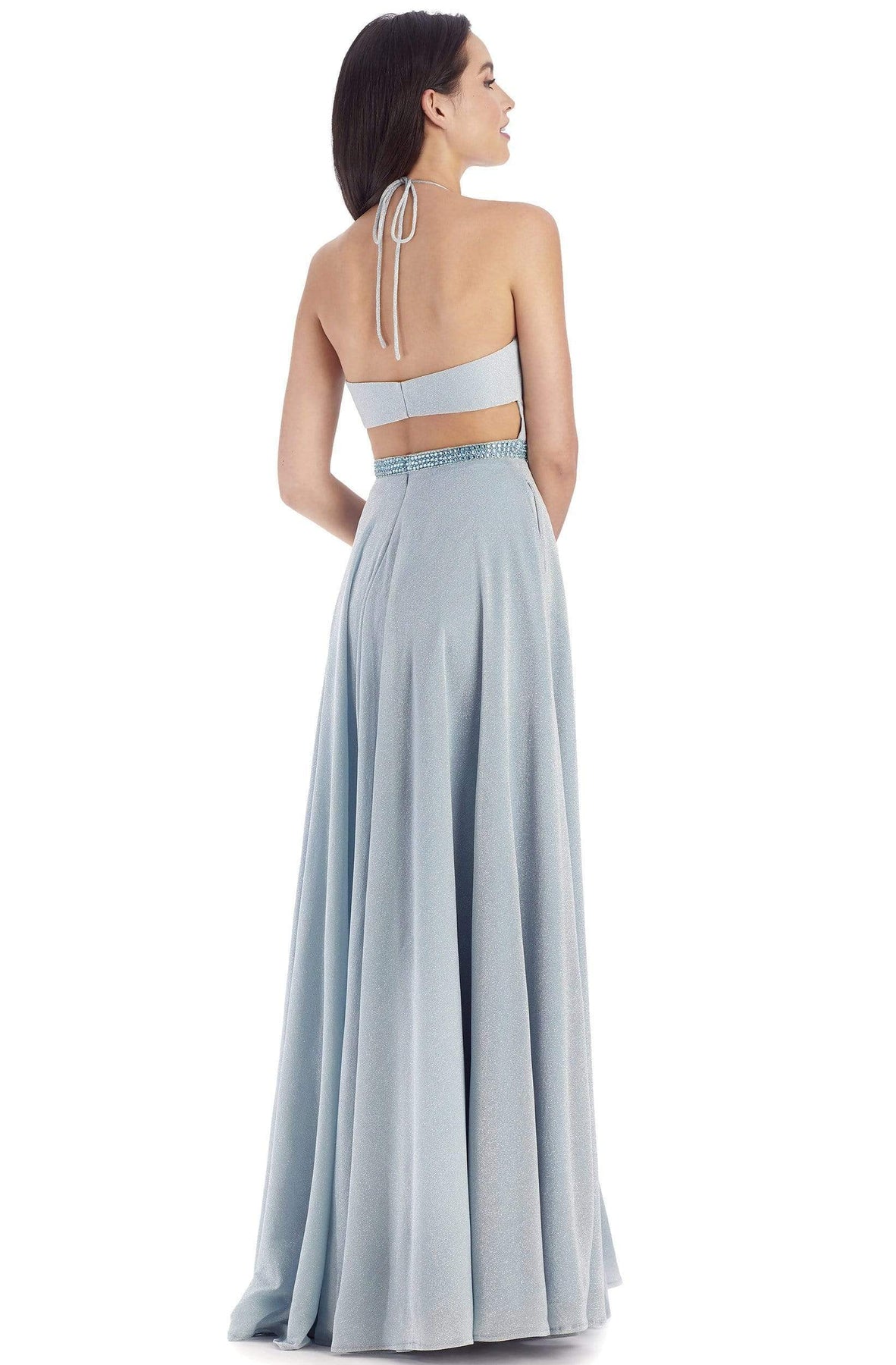 Clarisse - 8051 Halter Neck Beaded A-line Dress Evening Dresses 0 / Aqua