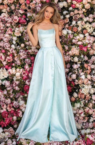 Clarisse - 8105 Scoop Neck A-line Gown Prom Dresses 0 / Seafoam