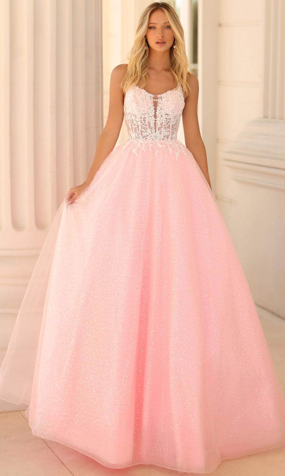 Clarisse 810602 - Dual Strap Shimmer Ballgown Special Occasion Dress 00 / Ivory/Pink