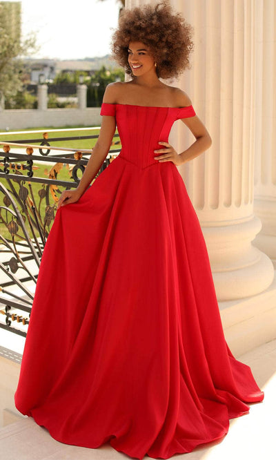Clarisse 810604 - Off Shoulder Corset Prom Dress Special Occasion Dress 0 / Red