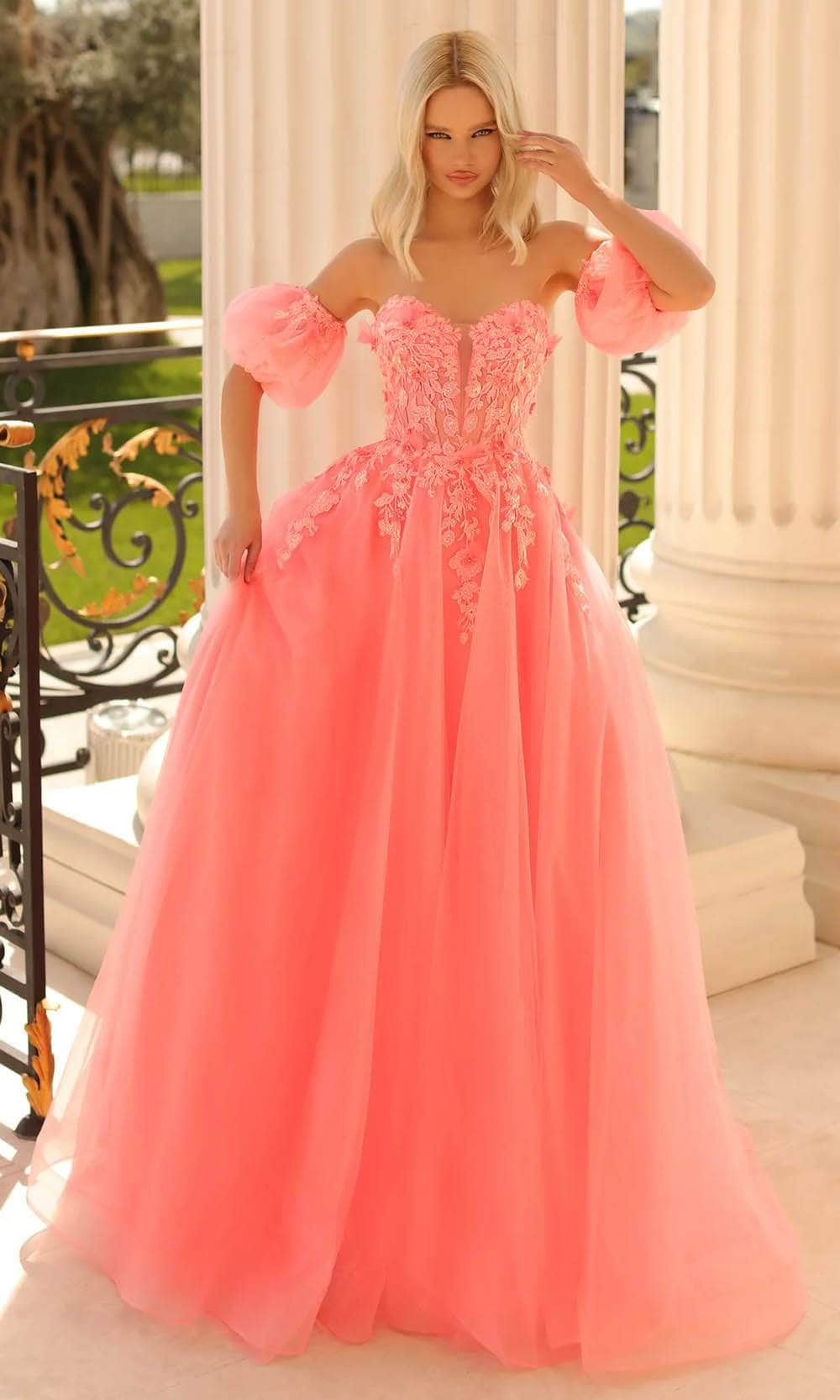 Clarisse 810721 - Applique Corset Prom Gown Special Occasion Dress 00 / Light Coral