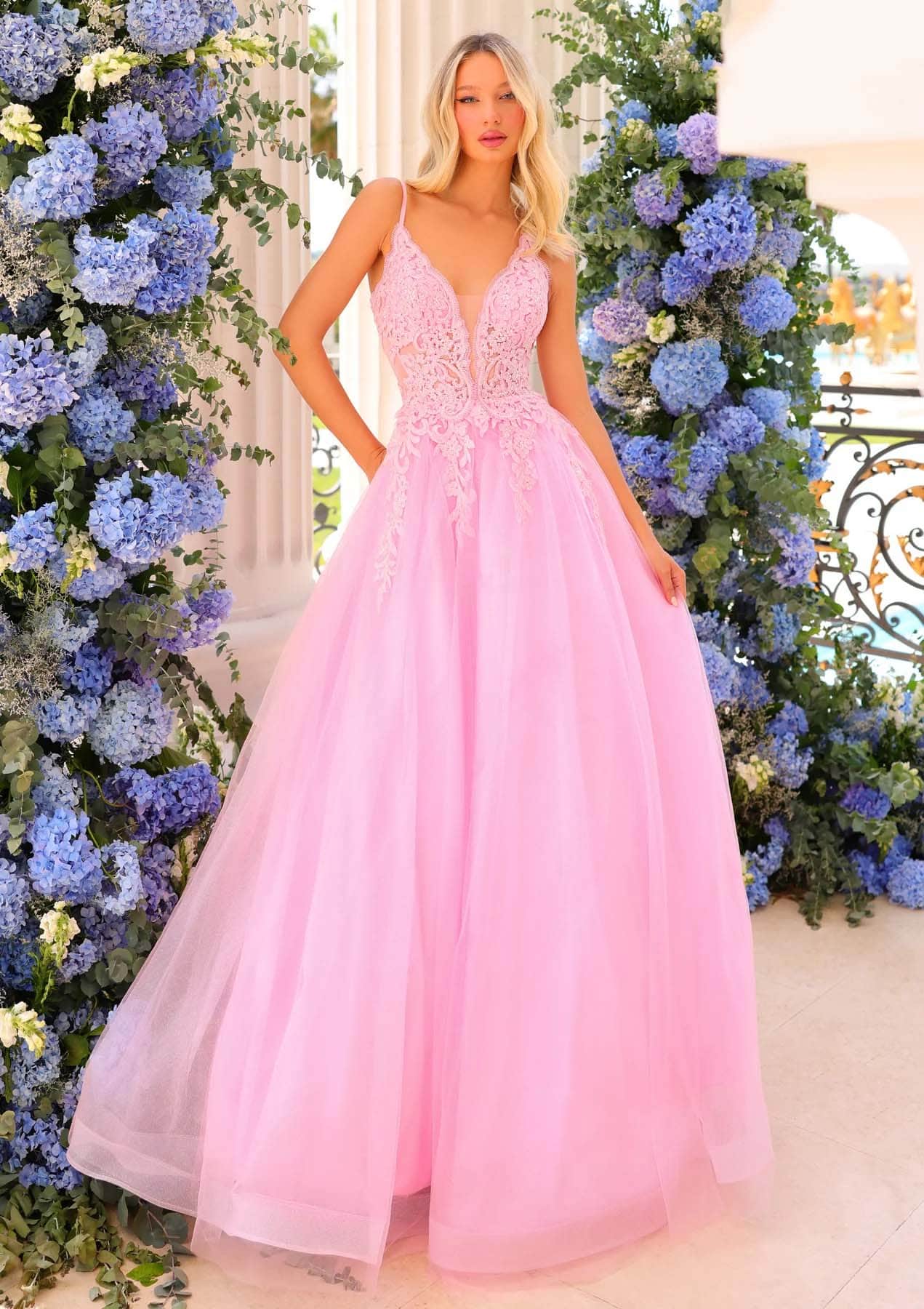 Clarisse 810784 - Lace Up A-Line Prom Gown Prom Dresses 00 / Baby Pink