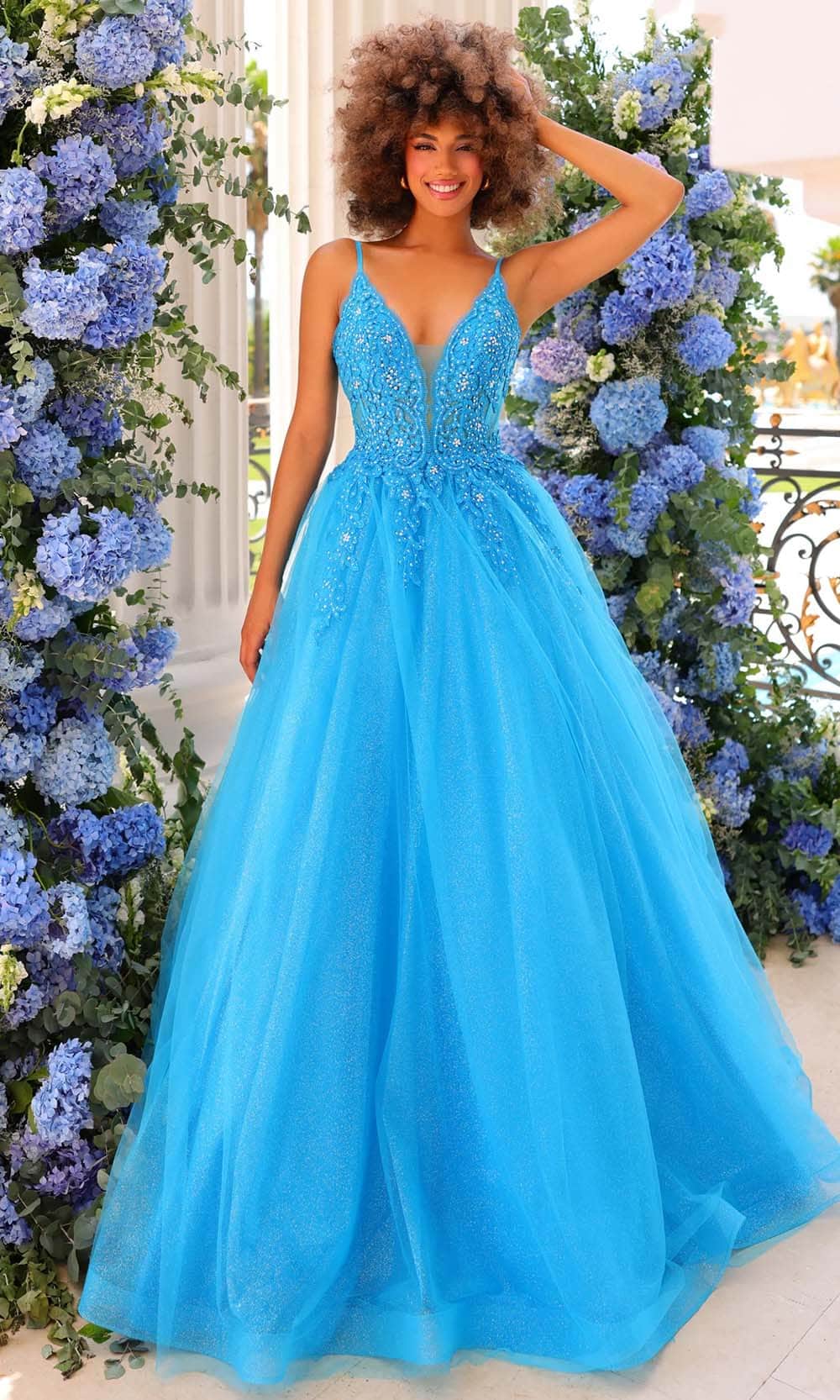 A-Line V-Neck Sequin Beaded Floor-Length Tulle Dress 810784 by Clarisse 8 / Ocean Blue A-Line V-Neck Sequin Beaded Floor-Length Tulle Dress 810784 by Clarisse 8 / Ocean Blue