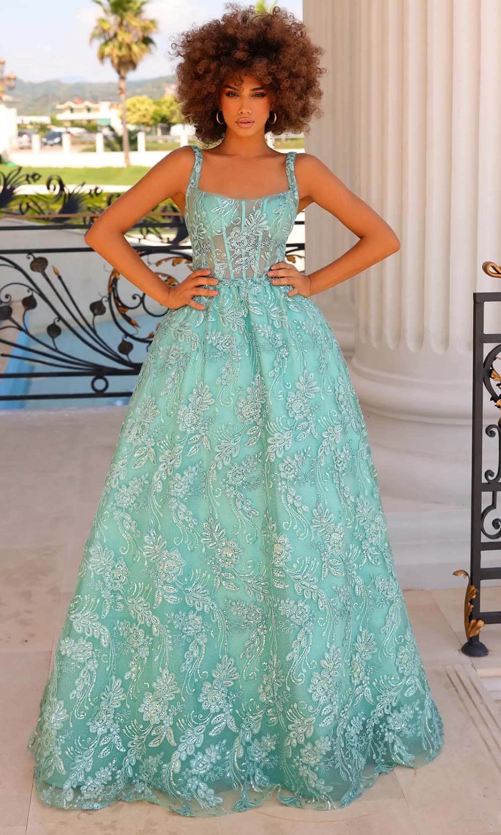 Clarisse 810809 - Embroidered A-Line Prom Gown Prom Dresses 0 / Sage