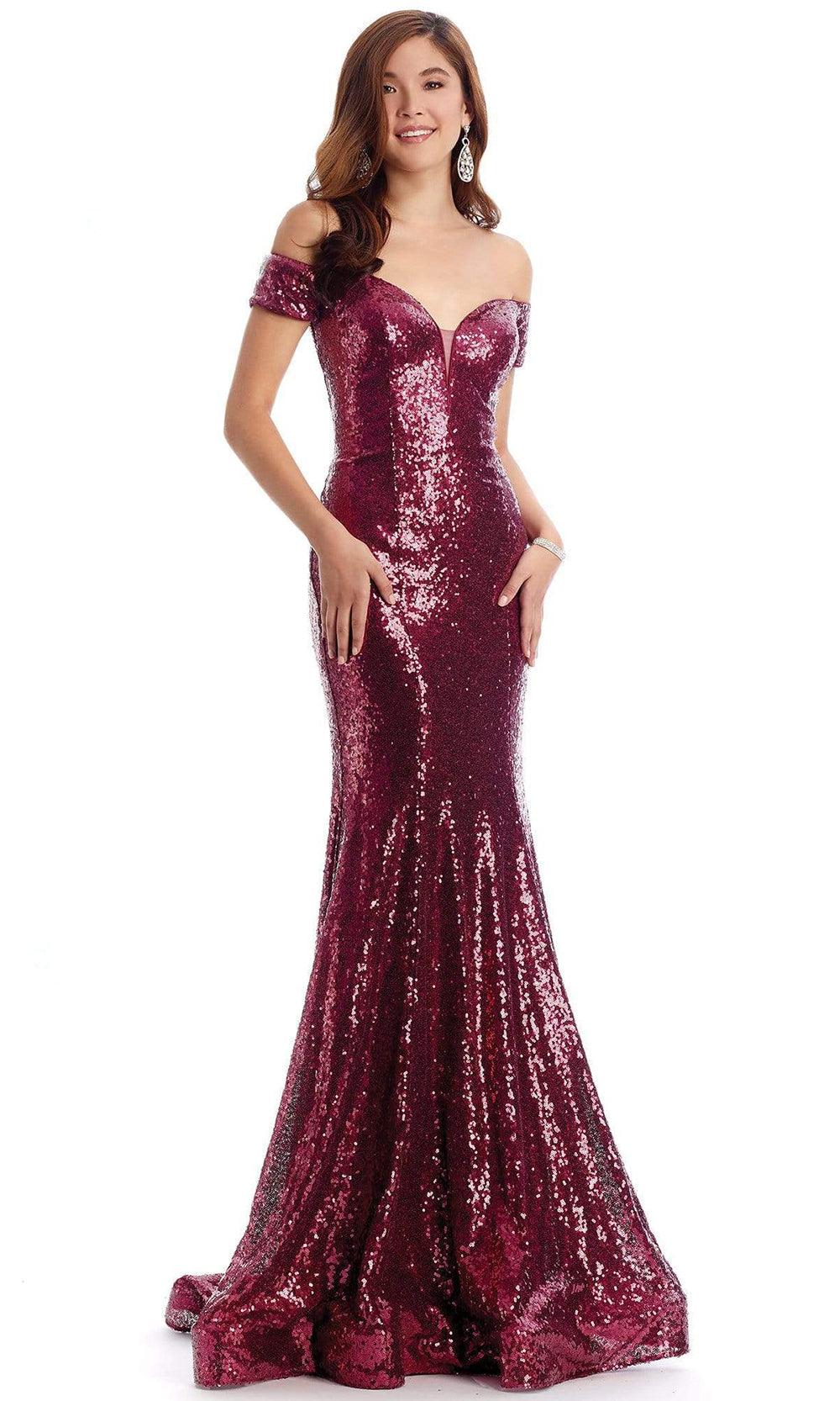 Clarisse - 8238 Off-Shoulder Sweetheart Neckline Full Sequins Trumpet Dress - 1 pc Navy In Size 0 Available CCSALE 0 / Navy