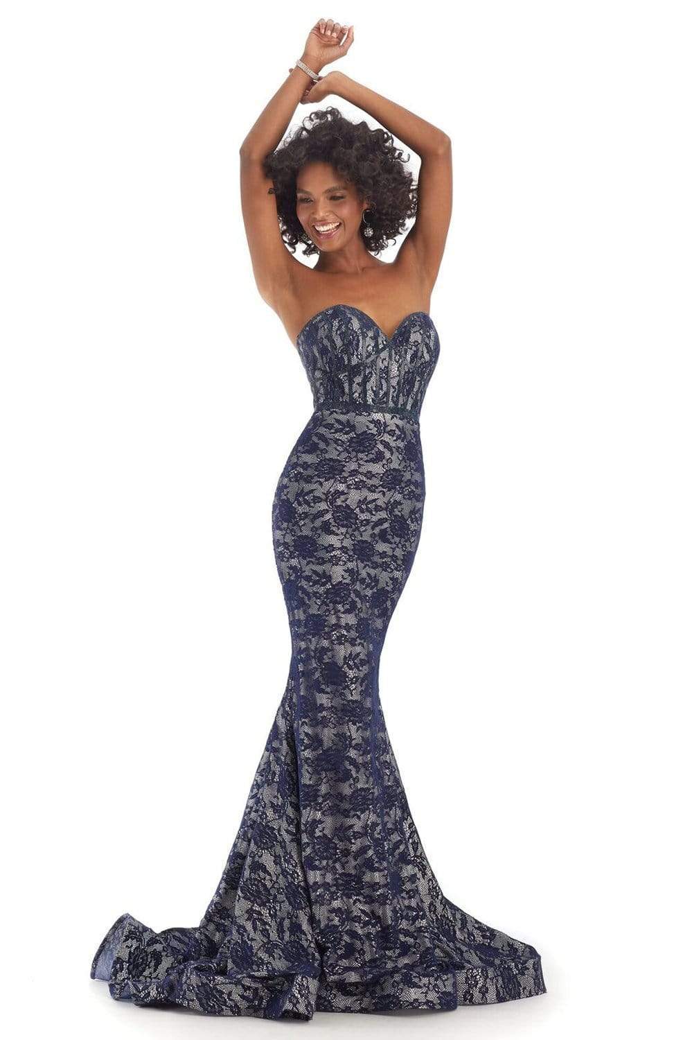 Clarisse - 8242 Strapless Sweetheart Mermaid Dress Evening Dresses 0 / Navy/Silver
