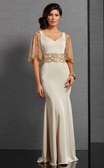 Clarisse - Fitted Capelet Evening Gown 6302 - 1 pc Champagne in Size 22 Available CCSALE 22 / Champagne/Gold
