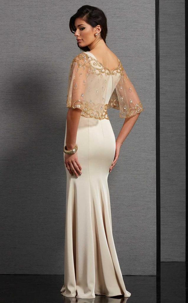 Clarisse - Fitted Capelet Evening Gown 6302 - 1 pc Champagne in Size 22 Available CCSALE 22 / Champagne/Gold