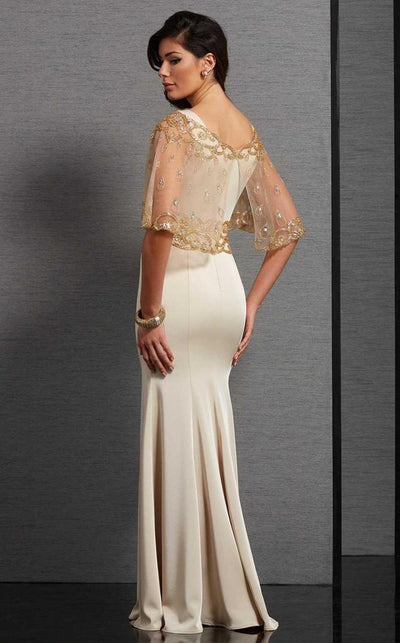 Clarisse - Fitted Capelet Evening Gown 6302 - 1 pc Champagne in Size 22 Available CCSALE 22 / Champagne/Gold
