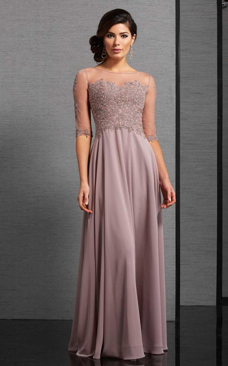 Clarisse - Illusion Bateau Bead Adorned Lace Gown 6306 - 1 pc Mink In Size 20 Available CCSALE 22 / Mink