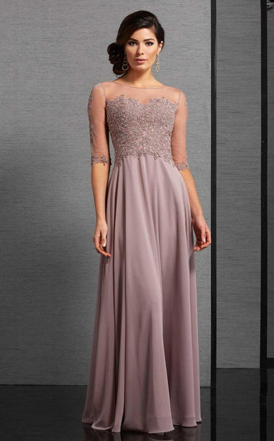 Clarisse - Illusion Bateau Bead Adorned Lace Gown 6306 - 1 pc Mink In Size 20 Available CCSALE 22 / Mink