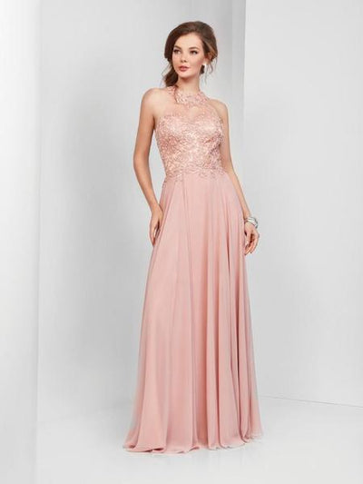 Clarisse - Jeweled Lace Applique Halter Gown 3528 - 1 pc Black in Size 10 Available CCSALE 6 / Blush