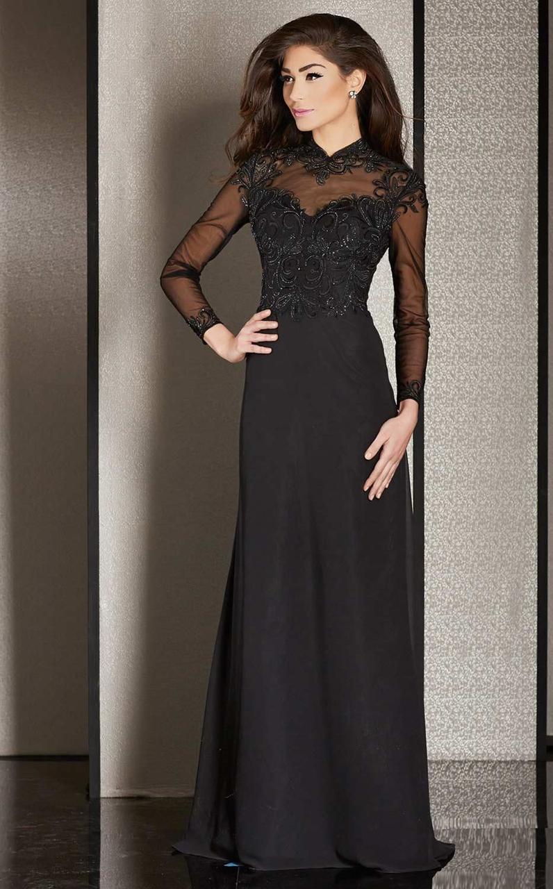 Clarisse - M6212 Embroidered Illusion Long Sleeve Gown Special Occasion Dress