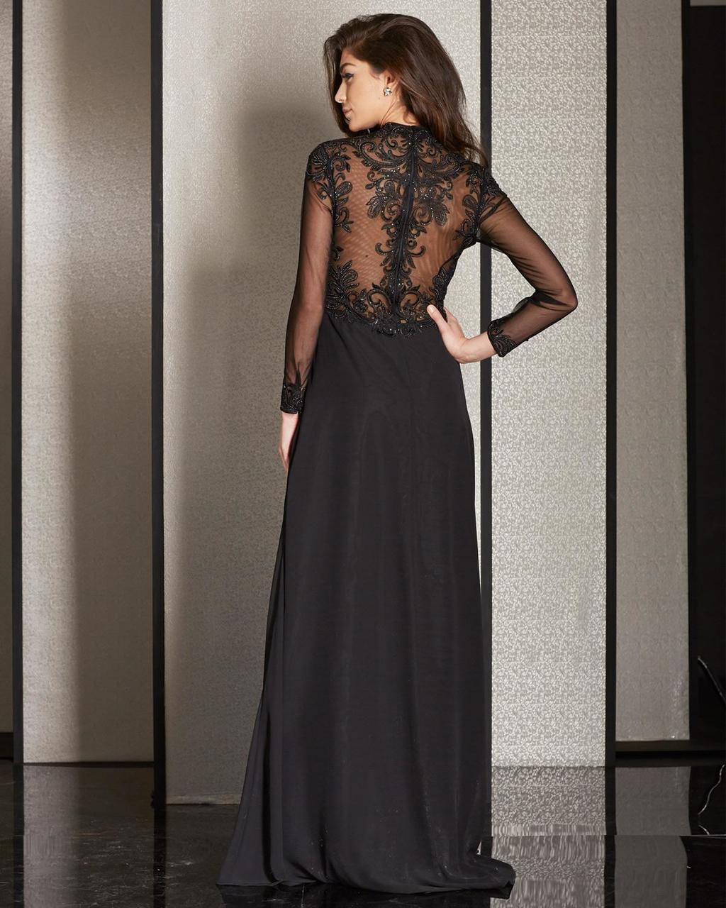 Clarisse - M6212 Embroidered Illusion Long Sleeve Gown Special Occasion Dress