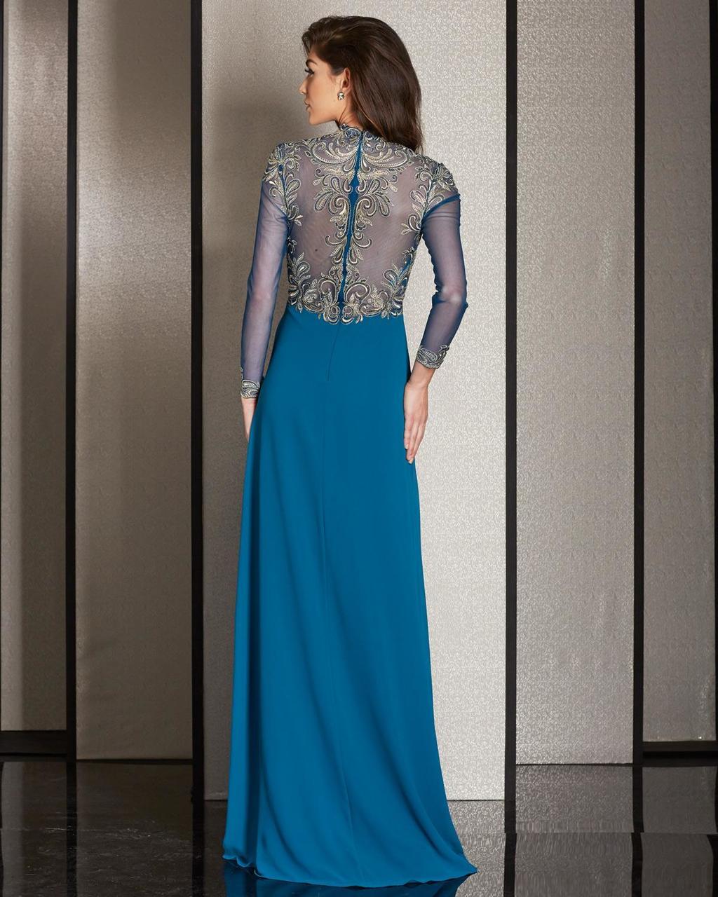 Clarisse - M6212 Embroidered Illusion Long Sleeve Gown Special Occasion Dress