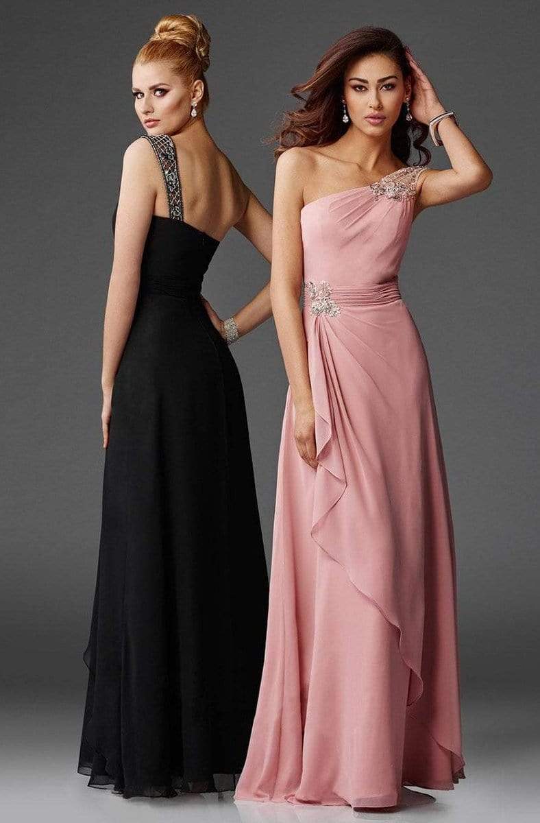 Clarisse - M6403 Draped Ornate Asymmetrical Gown Special Occasion Dress