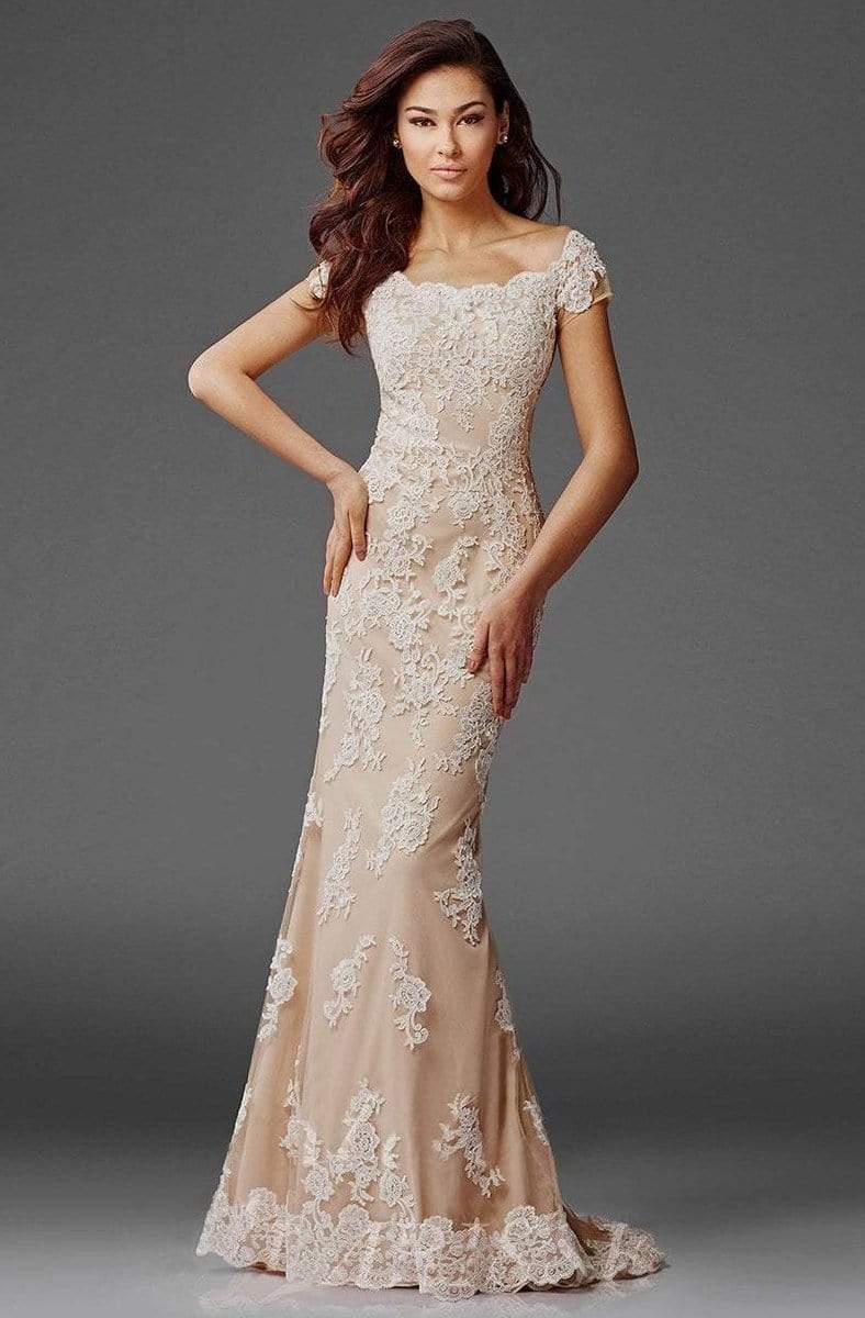 Clarisse - M6417 Romantic Lace Bateau Evening Gown Evening Dresses 10 / Ivory/Nude