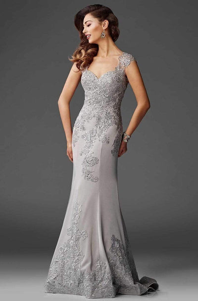 Clarisse - M6421 Sweetheart Lace Applique Evening Gown Special Occasion Dress 10 / Gray