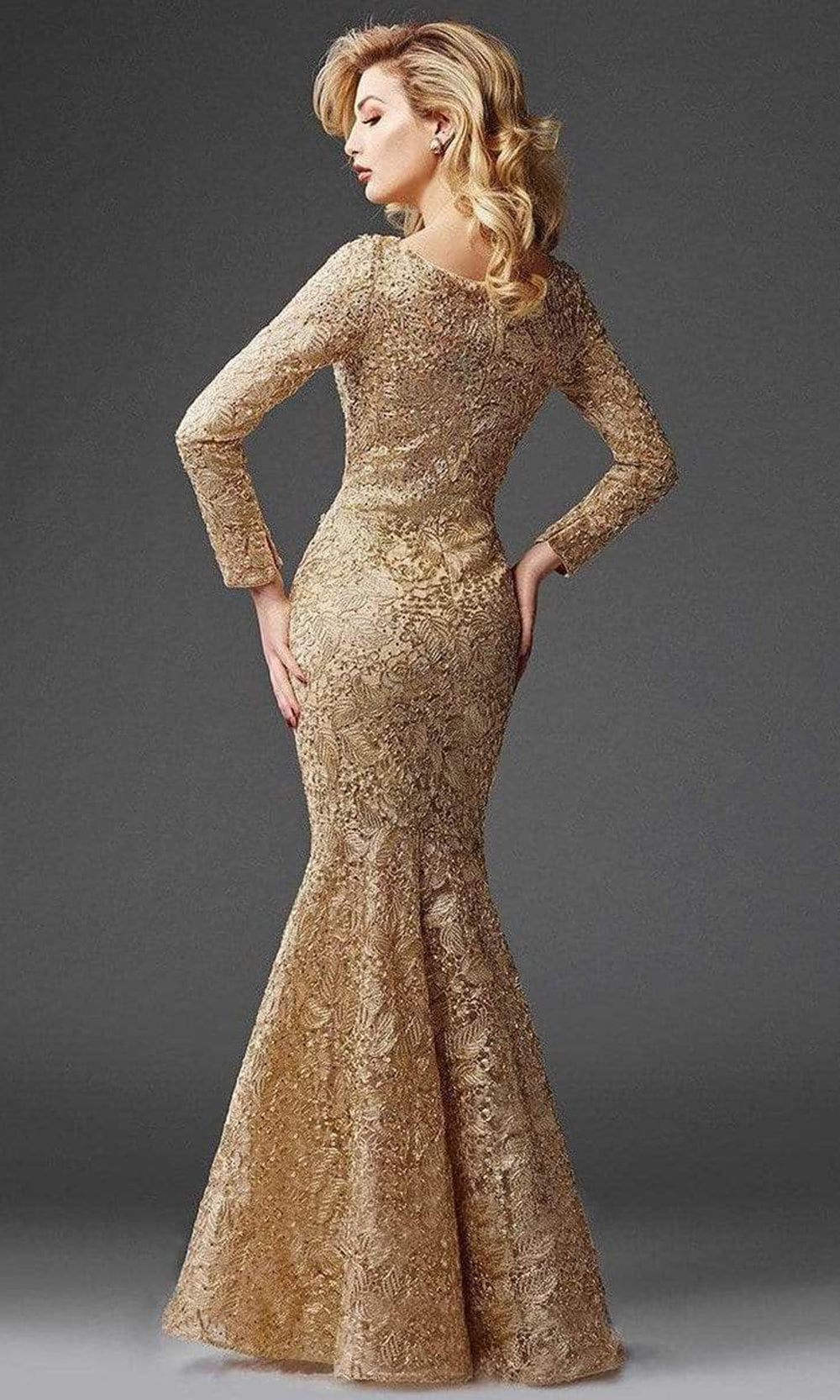 Clarisse Glamorous Gilded Lace Evening Gown M6426 - 2 pcs Gold in Size 18 and 22 Available CCSALE 22 / Gold