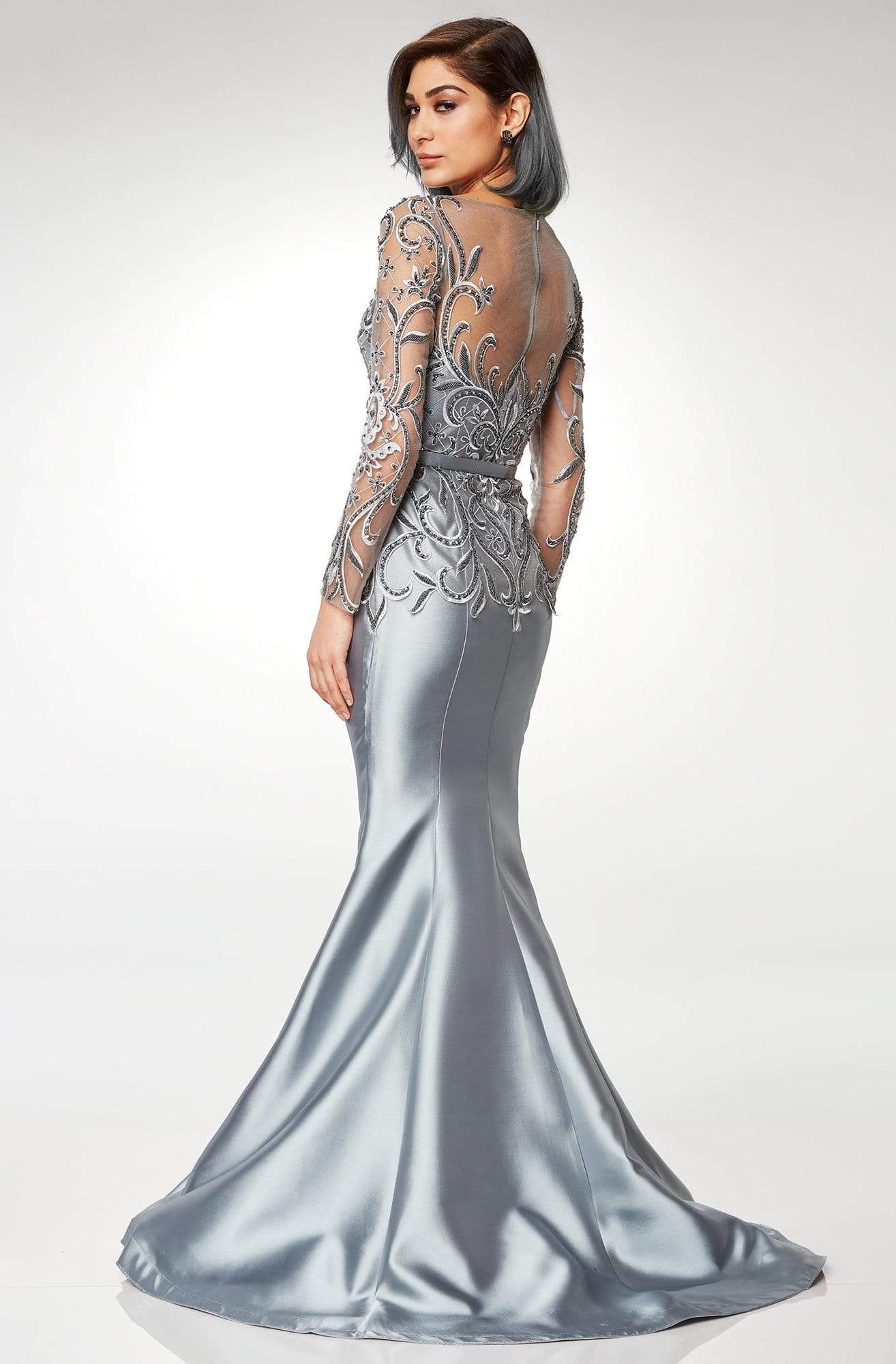 Clarisse - M6523 Embellished Illusion Bateau Mikado Mermaid Gown Special Occasion Dress