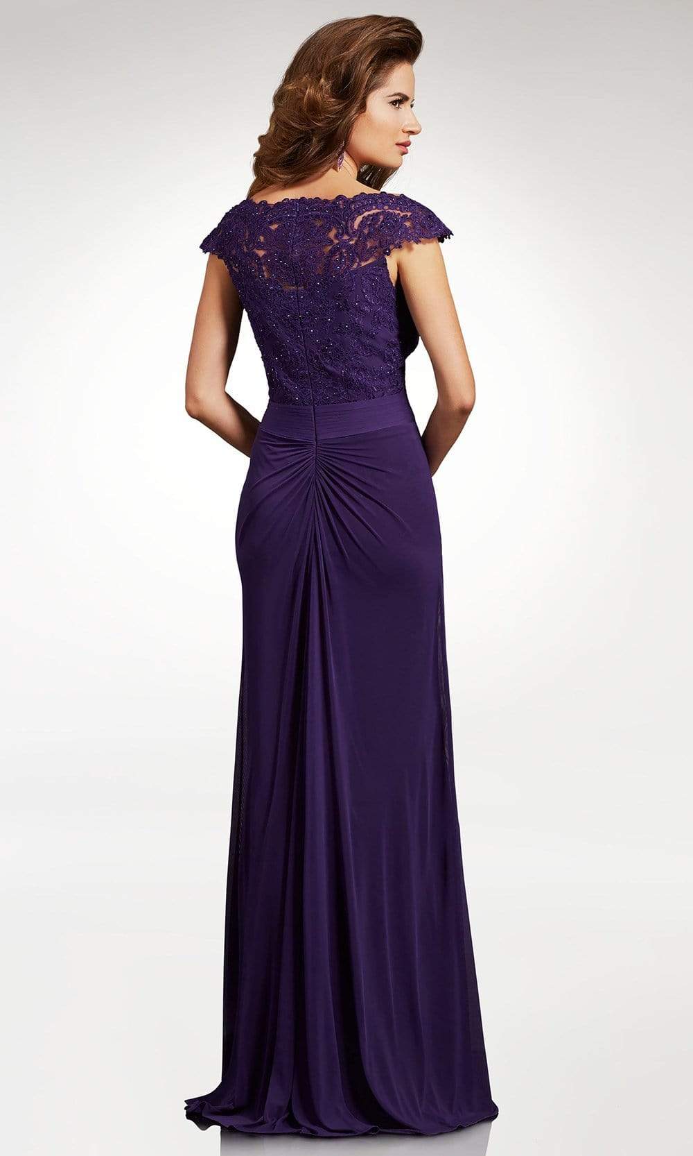 Clarisse - M6531 Lace Scalloped Bateau Chiffon Sheath Dress Special Occasion Dress