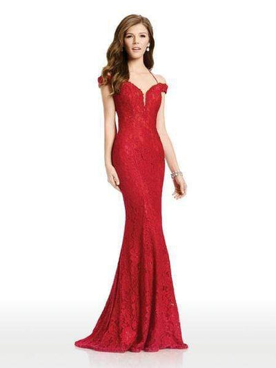 Clarisse - Off Shoulder Beaded Lace Mermaid Gown 4801 - 1 pc Royal In Size 00 Available CCSALE 00 / Royal