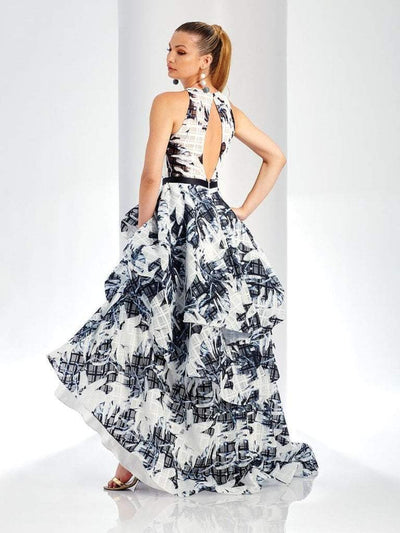 Clarisse - Sleeveless Keyhole Back Tiered Ruffled A-line Gown 4900 - 1 pc White/Black In Sizes 6 Available CCSALE