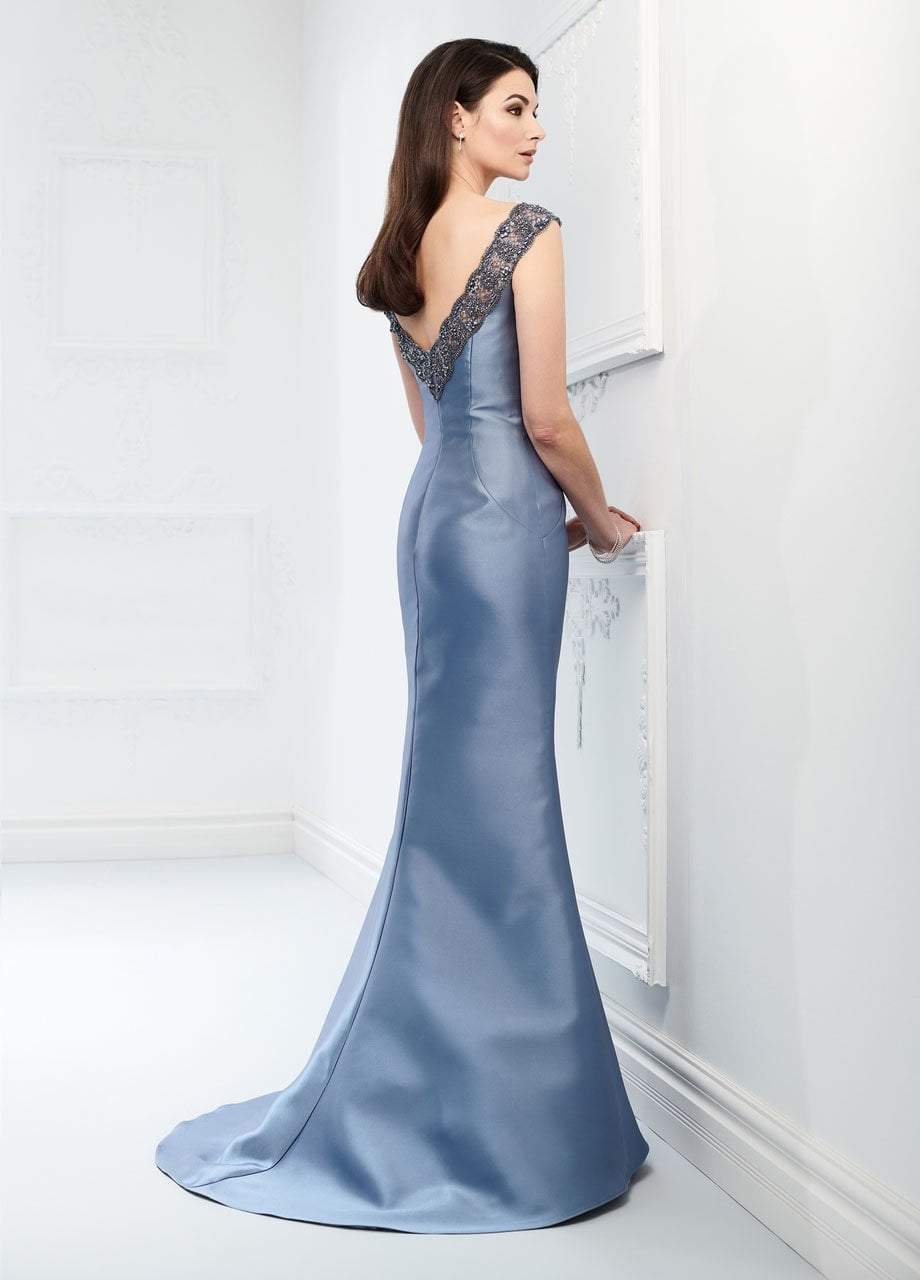 Mon Cheri - 218920SC Embellished Bateau Neck Trumpet Dress with Shawl