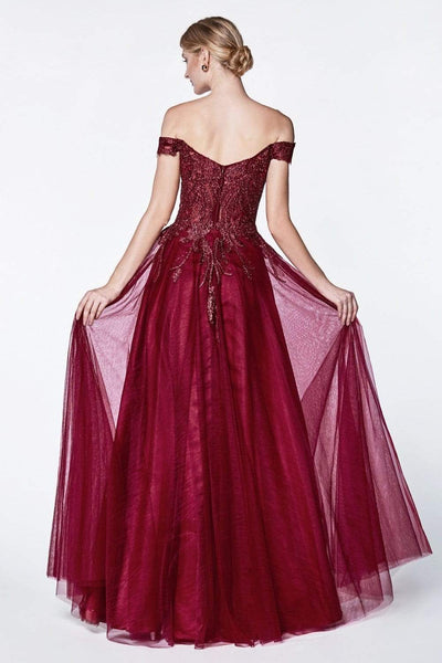 Cinderella Divine - CM303 Off Shoulder Lace Corset A-Line Gown Special Occasion Dress
