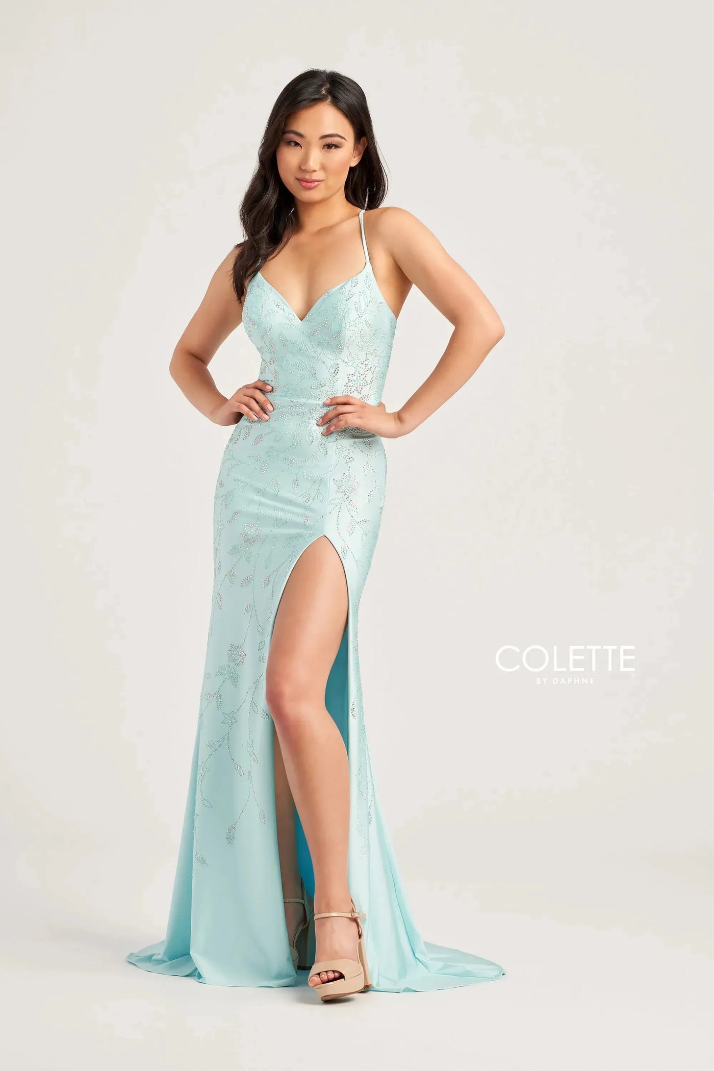 Colette By Daphne CL5110 - Spaghetti Strap Beaded Prom Dress