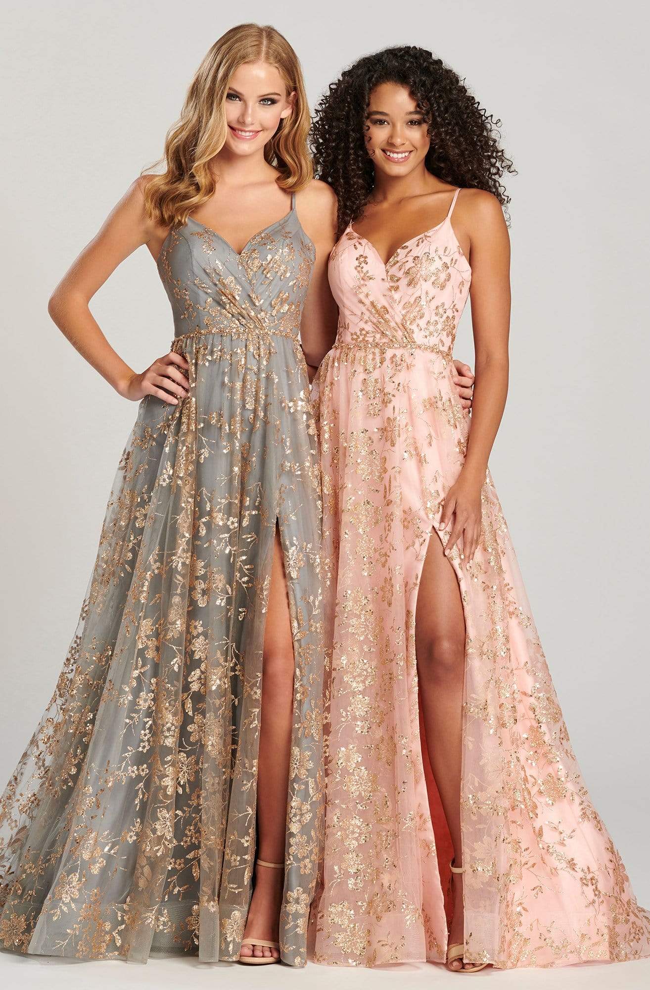 Colette By Daphne - CL12006LS Shiny Embellished Long A-Line Dress Prom Dresses