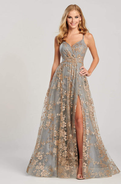 Colette By Daphne - CL12006LS Shiny Embellished Long A-Line Dress Prom Dresses