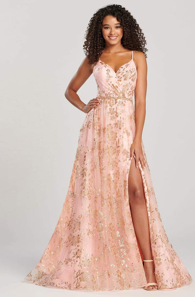 Colette By Daphne - CL12006LS Shiny Embellished Long A-Line Dress Prom Dresses 22 / Rose Gold/Pi